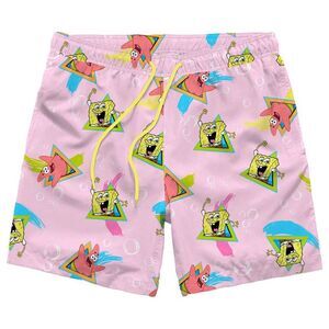 Nickelodeon - Men's 7" Spongebob Triangle Swim Shorts - Pink M Pink